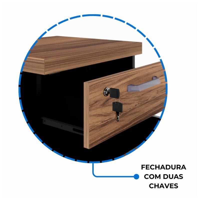 Móveis para Escritório Gaveteiro Volante 03 Gav - 0,68x0,46x0,40m NOGAL SEVILHA/PRETO - 21409 Móveis para Escritório Gaveteiro Volante 03 Gav - 0,68x0,46x0,40m NOGAL SEVILHA/PRETO - 21409