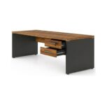 Móveis para Escritório Mesa de Escritório Executiva Reta com Gavetas – 1,70m x 0,70cm (Tampo 40mm) – Nogal Sevilha / Preto - 21475