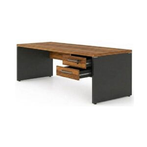 Mesa de Escritório Executiva Reta com Gavetas – 1,70m x 0,70cm (Tampo 40mm) – Nogal Sevilha / Preto - 21475