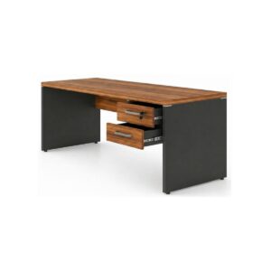 Mesa de Escritório Executiva Reta com Gavetas – 1,50m x 0,60cm (Tampo 40mm) – Nogal Sevilha / Preto - 21473