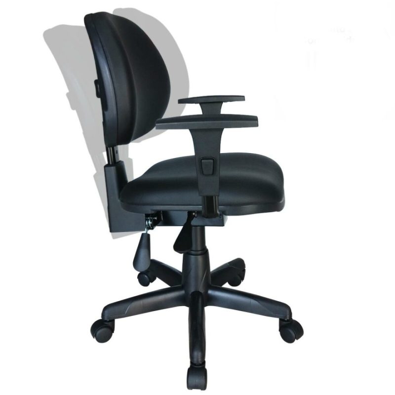 Cadeira Escritório Cadeira Executiva Back System Lisa c/ Braços reguláveis - Cor Preta - Pollo Móveis - 31006