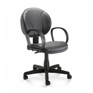 Cadeira Executiva PLUS COSTURADA c/ Braço Corsa - CORINO - COR PRETO - PLAXMETAL - 32978