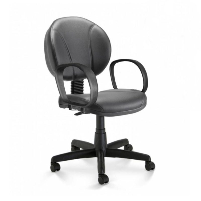 Cadeira Escritório Cadeira Executiva PLUS COSTURADA c/ Braço Corsa - CORINO - COR PRETO - PLAXMETAL - 32978