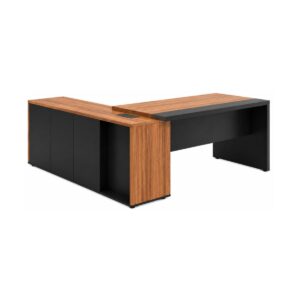 Mesa Escritório PRESIDENTE c/ Armário Pedestal - 1,82x1,80m - WORK START - NOGAL SEVILHA/PRETO - 20602