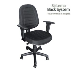 Cadeira Diretorzinha Back System Costurado C/ Braços Reguláveis - Cor Preto - MARTIFLEX - 32996