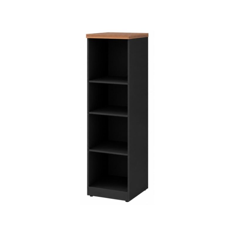 Móveis para Escritório Armário Multiuso com Prateleiras - Preto e Amadeirado - 161x40x45cm Nogal Sevilha / Preto 21432