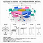 Conjunto Escolar Hexagonal com 6 Mesas e Cadeiras Baby