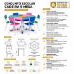 Conjunto Escolar Hexagonal com 6 Mesas e Cadeiras Baby