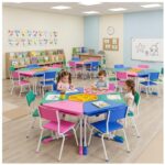 Conjunto Escolar Hexagonal com 6 Mesas e Cadeiras Baby