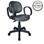 Cadeira Executiva COSTURADA Giratória com Braço CORSA - Pollo Móveis - Cor Preta - 31004