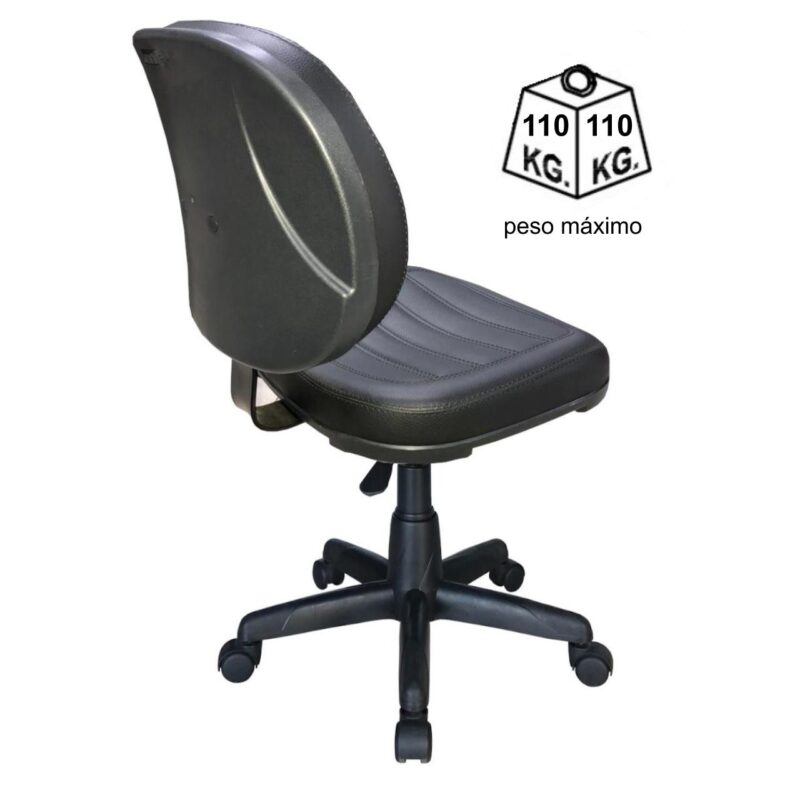 Cadeira Executiva COSTURADA Giratória sem Braços - Cor Preta - Pollo Móveis - 31002