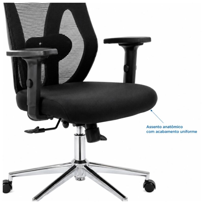 Imagem técnica do assento anatômico com espuma D50 a D55 da cadeira Makkon MK-4010.