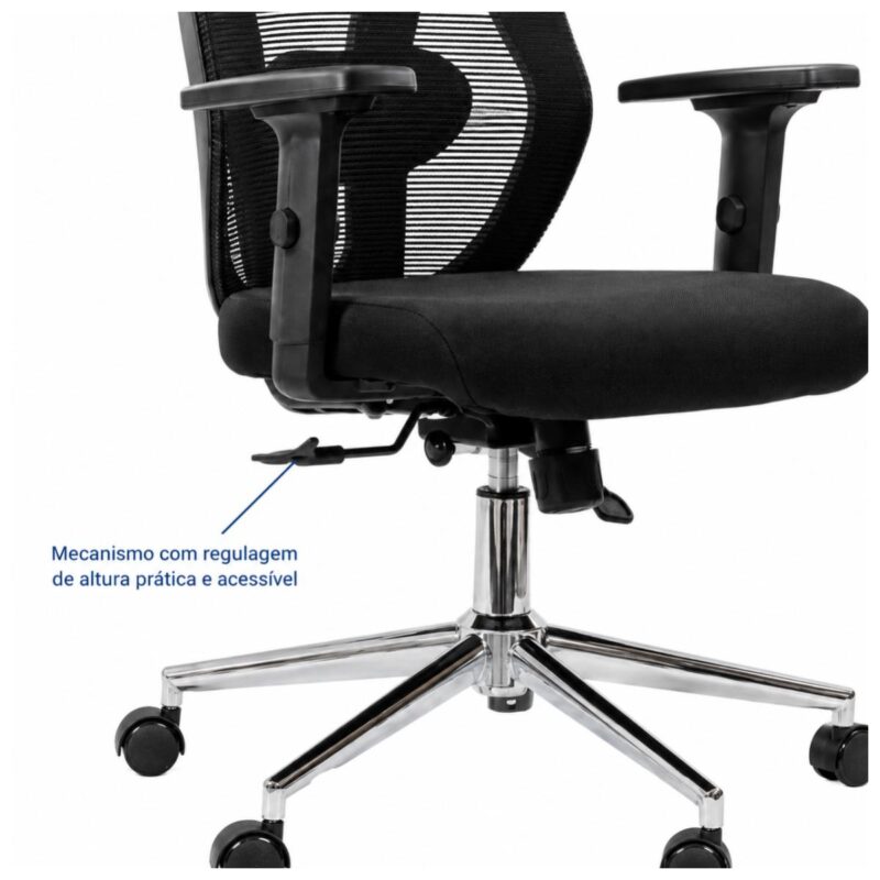 Imagem técnica da regulagem de altura da cadeira Makkon MK-4010 com pistão a gás Classe 3.