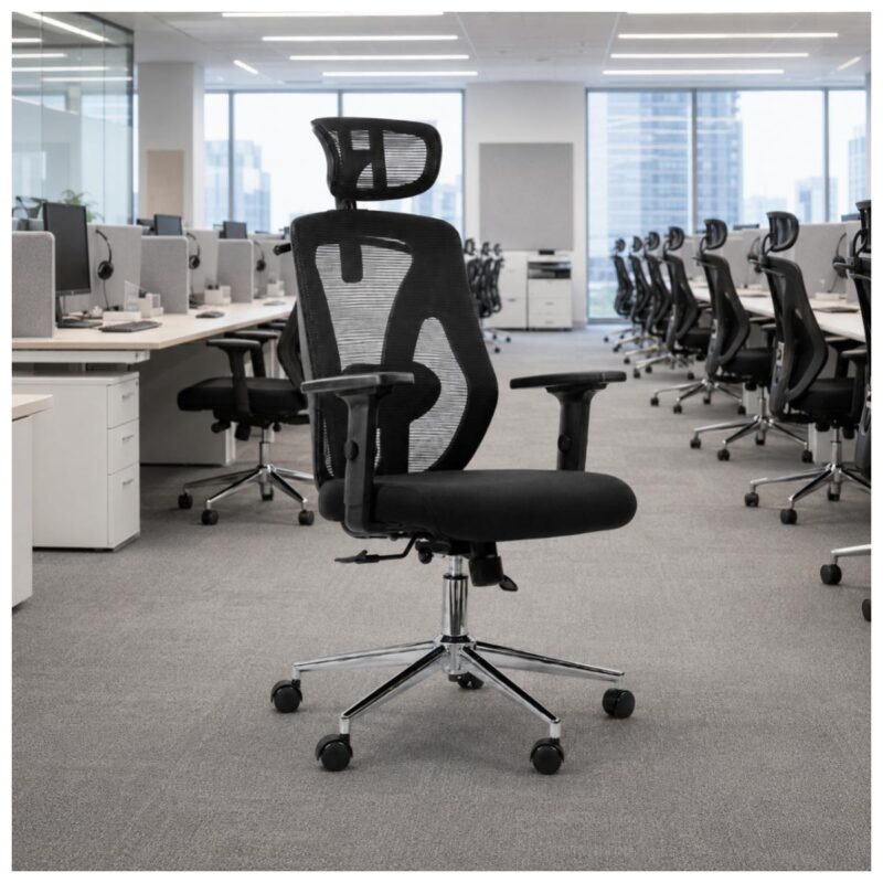 Cadeira Makkon MK-4010 aplicada em escritório operacional, call center ou open space.