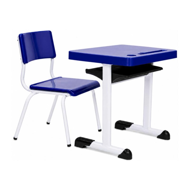 Conjunto Escolar Azul com Mesa e Cadeira 03 a 06 Anos