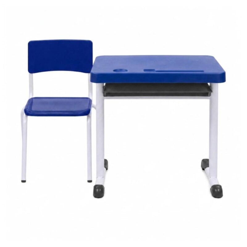 Conjunto Escolar Azul com Mesa e Cadeira 06 a 10 Anos