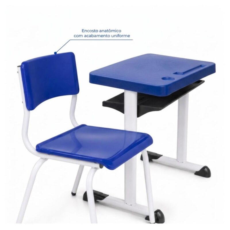 Conjunto Escolar Azul com Mesa e Cadeira 06 a 10 Anos