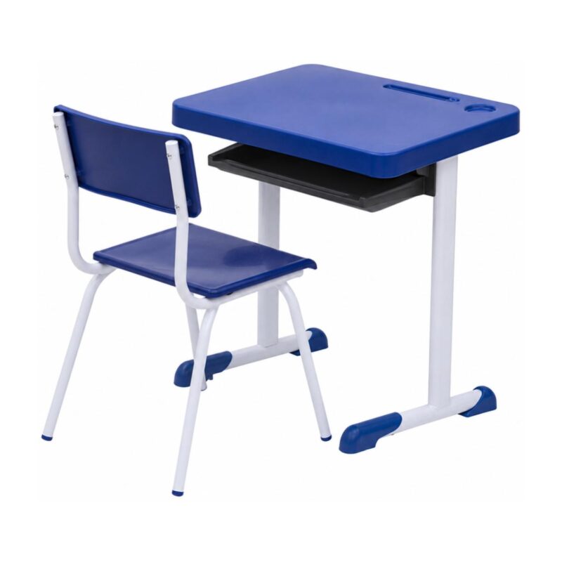 Conjunto Escolar Azul com Mesa e Cadeira 06 a 10 Anos