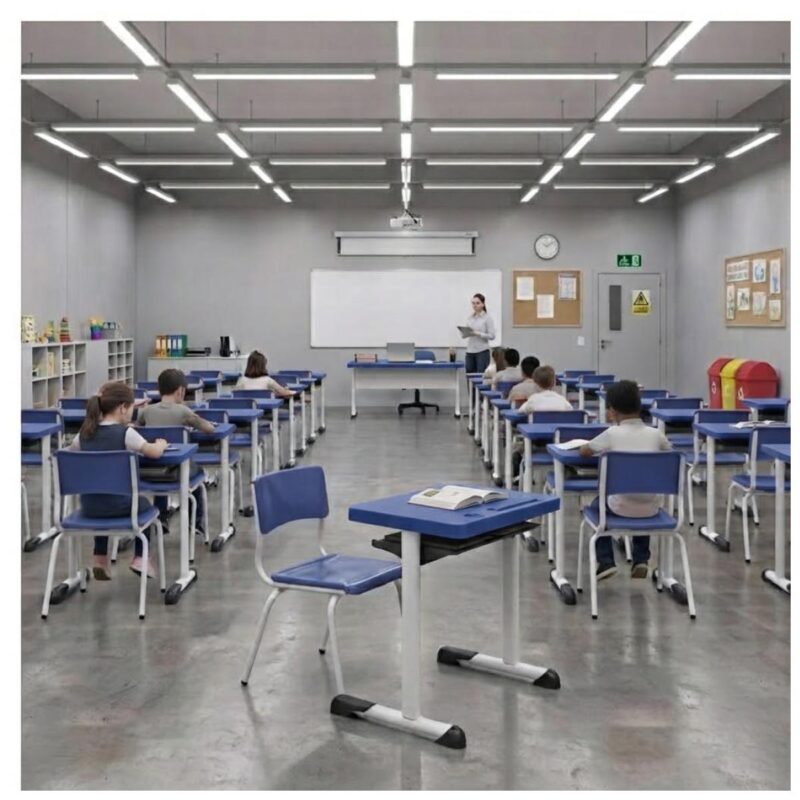Conjunto Escolar Azul com Mesa e Cadeira 03 a 06 Anos