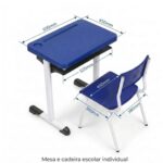 Conjunto Escolar Azul com Mesa e Cadeira 06 a 10 Anos