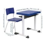Conjunto Escolar Azul com Mesa e Cadeira 03 a 06 Anos