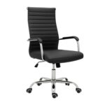 Cadeira Escritório Cadeira de Escritório Presidente LONDON Giratória - Base Cromada - Corino Preto - 31089