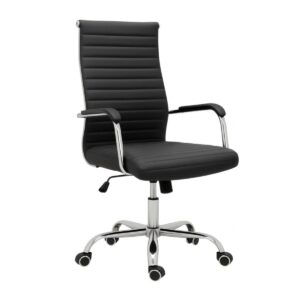 Cadeira Escritório Cadeira de Escritório Presidente LONDON Giratória - Base Cromada - Corino Preto - 31089