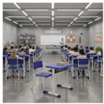 Conjunto Escolar Azul com Mesa e Cadeira 06 a 10 Anos