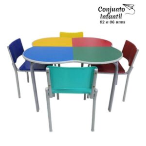 Conjunto TREVO c/ 04 Cadeiras - FORMICADA - INFANTIL 02 a 06 Anos - MR PLAST - 41004