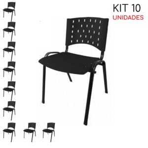 Kit 10 Cadeiras Plásticas 04 pés - COR PRETO - 24001