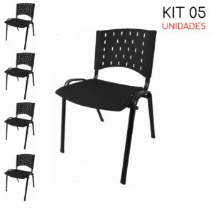 Kit 05 Cadeiras Plásticas 04 pés - COR PRETO - 24000