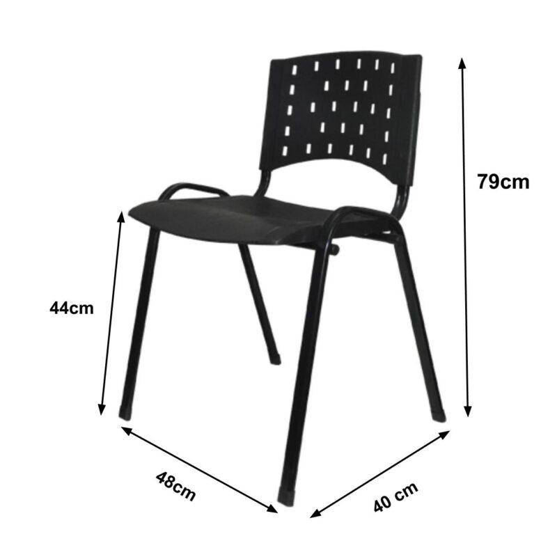 Kit 10 Cadeiras Plásticas 04 pés - COR PRETO - 24001