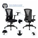 Cadeira de Escritório Cadeira Ergonômica para Escritório NR17 com Tela Mesh e Relax — Preta