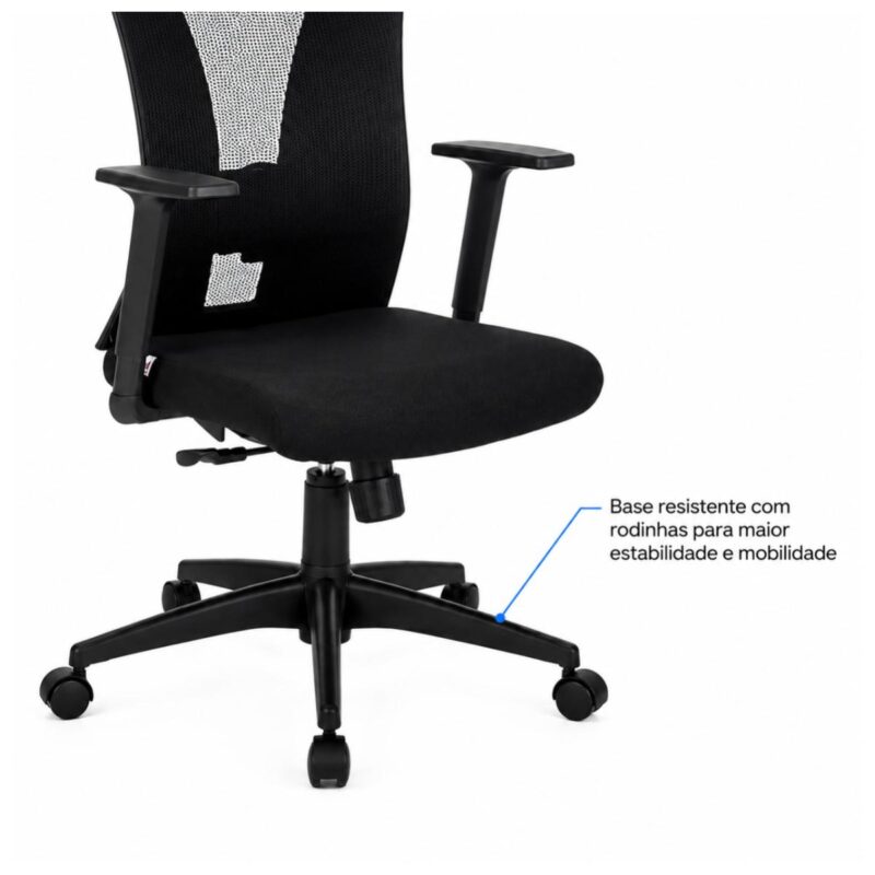 Cadeira de Escritório Cadeira Ergonômica para Escritório NR17 com Tela Mesh e Relax — Preta