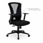 Cadeira de Escritório Cadeira Ergonômica para Escritório NR17 com Tela Mesh e Relax — Preta