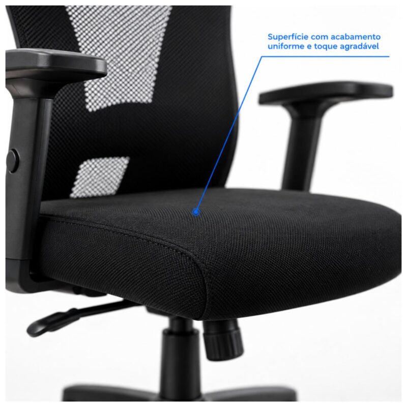 Cadeira de Escritório Cadeira Ergonômica para Escritório NR17 com Tela Mesh e Relax — Preta
