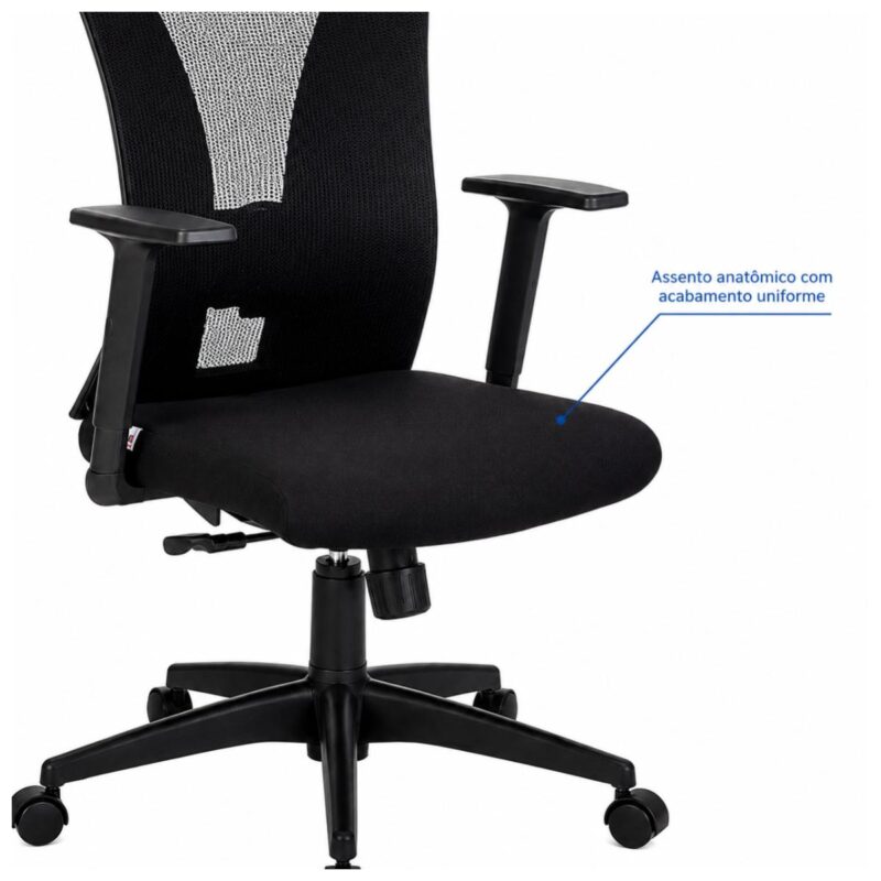 Cadeira de Escritório Cadeira Ergonômica para Escritório NR17 com Tela Mesh e Relax — Preta