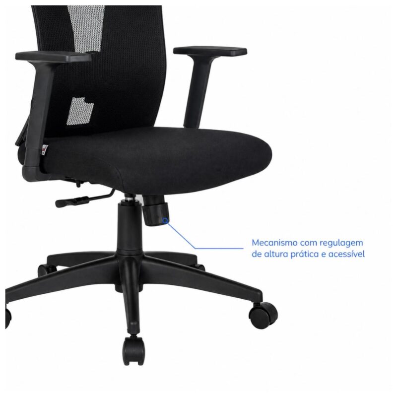 Cadeira de Escritório Cadeira Ergonômica para Escritório NR17 com Tela Mesh e Relax — Preta