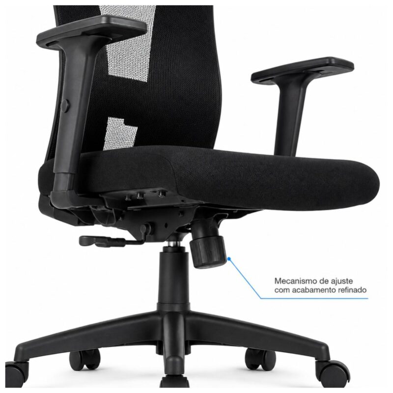 Cadeira de Escritório Cadeira Ergonômica para Escritório NR17 com Tela Mesh e Relax — Preta