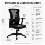 Cadeira de Escritório Cadeira Ergonômica para Escritório NR17 com Tela Mesh e Relax — Preta
