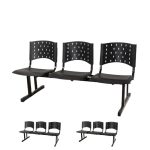 Kit 03 longarinas PLÁSTICAS 03 Lugares - Cor PRETO - REALPLAST - 23001 Kit 03 longarinas PLÁSTICAS 03 Lugares - Cor PRETO - REALPLAST - 23001