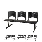 Kit Móveis Kit 04 longarinas PLÁSTICAS 03 Lugares - Cor PRETO - REALPLAST - 23002