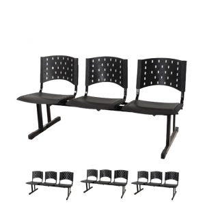 Kit 04 longarinas PLÁSTICAS 03 Lugares - Cor PRETO - REALPLAST - 23002