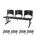 Kit Móveis Kit 05 longarinas PLÁSTICAS 03 Lugares - Cor PRETO - REALPLAST - 23003