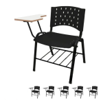 Móveis Escolares KIT 05 Cadeiras Universitárias c/ porta livros REALPLAST - Cor Preto 33013 Móveis Escolares KIT 05 Cadeiras Universitárias c/ porta livros REALPLAST - Cor Preto 33013