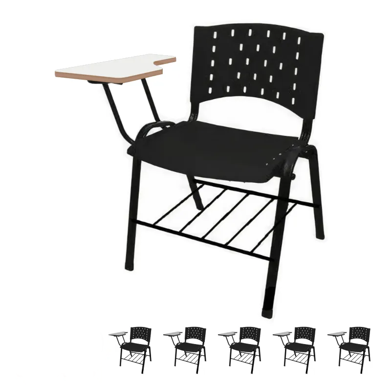 Móveis Escolares KIT 05 Cadeiras Universitárias c/ porta livros REALPLAST - Cor Preto 33013 Móveis Escolares KIT 05 Cadeiras Universitárias c/ porta livros REALPLAST - Cor Preto 33013