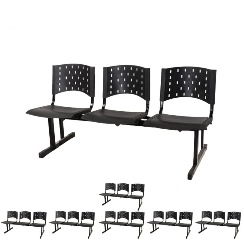 Kit Móveis Kit 07 longarinas PLÁSTICAS 03 Lugares - Cor PRETO - REALPLAST - 23005 Kit Móveis Kit 07 longarinas PLÁSTICAS 03 Lugares - Cor PRETO - REALPLAST - 23005