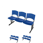 Kit Móveis Kit 03 longarinas PLÁSTICAS 03 Lugares - COR AZUL - REALPLAST -  23010