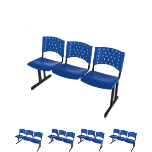 Kit 05 longarinas PLÁSTICAS 03 Lugares - COR AZUL - REALPLAST - 23012