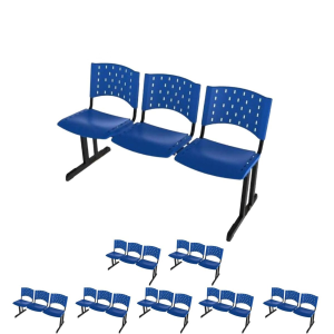 Kit 08 longarinas PLÁSTICAS 03 Lugares - COR AZUL - REALPLAST - 23015